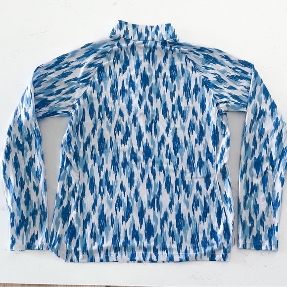 Lady Hagen Women’s Long Sleeve Quarter-zip UPF 50 Top. Size Medium. Blue Ikat - Picture 2 of 4